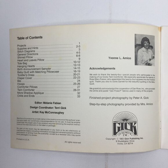 Gick Publishing Shadow Applique Booklet Yvonne Amico Stitch Diagrams Projects - Picture 2 of 11